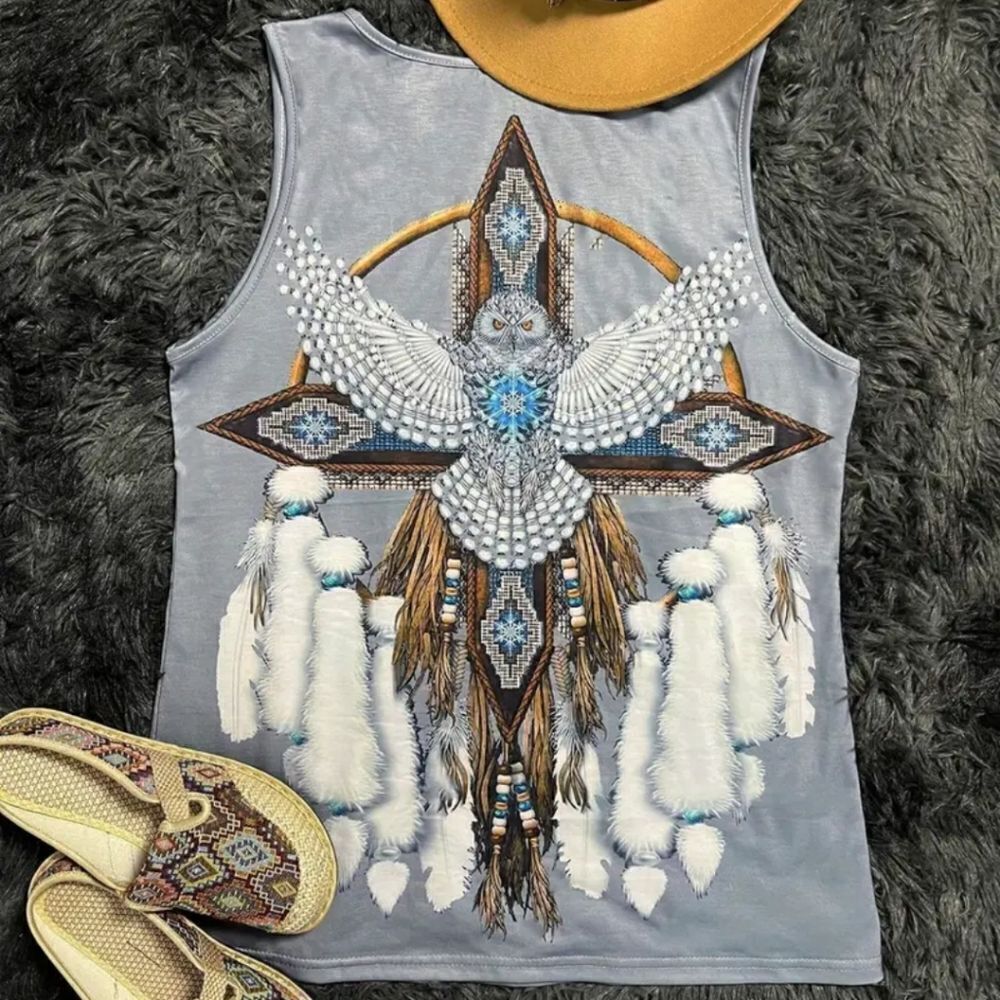 🔥Aztec Print Round NeckTank Top - Picture 2 of 6